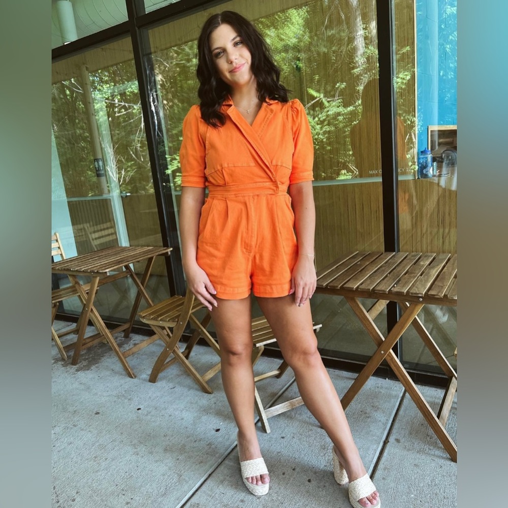 🧡TRENDY ORANGE BOUTIQUE ROMPER🧡